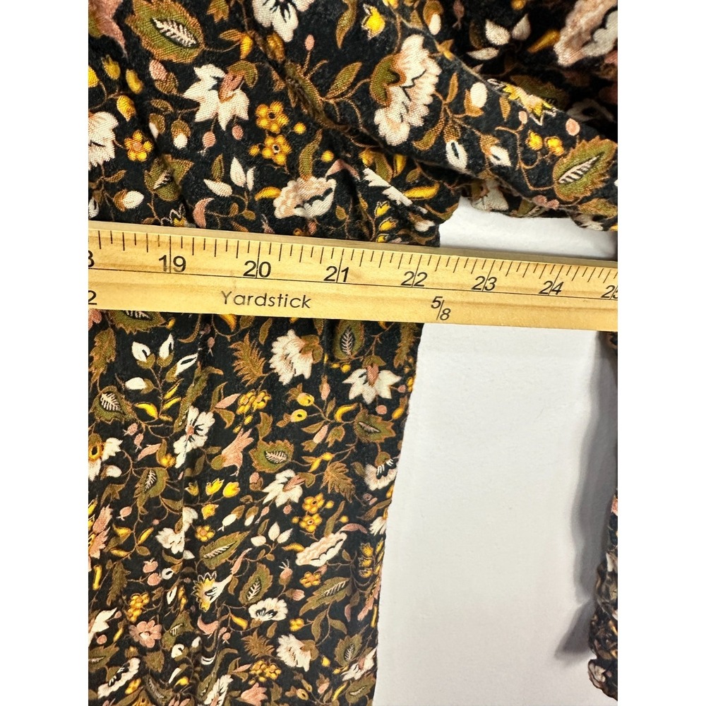 Knox Rose Floral Peasant Top Women Large Black Long Sleeve Dark Cottage Feminine - Picture 7 of 7